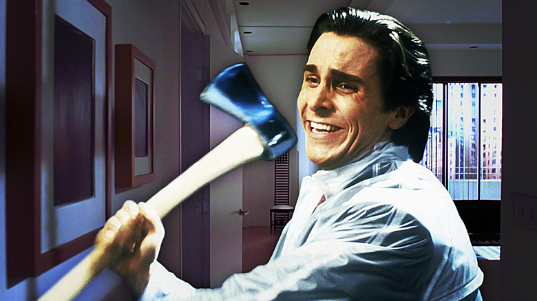 Patrick Bateman wielding axe American Psycho