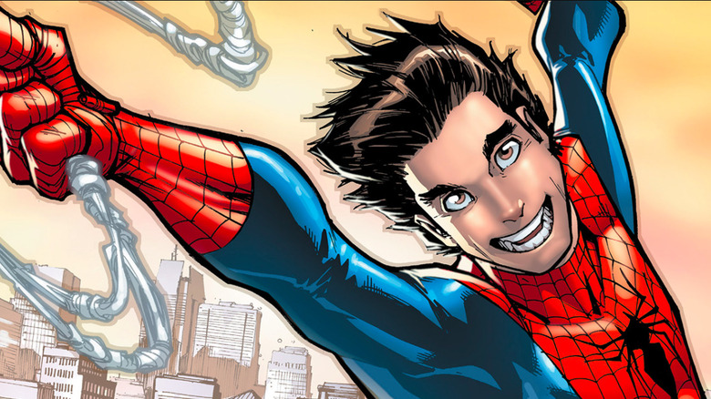 Peter Parker Swings Through the City as Spider-Man