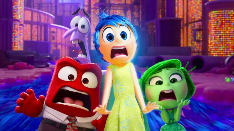 Riley's emotions yelling togehter in Inside Out 2