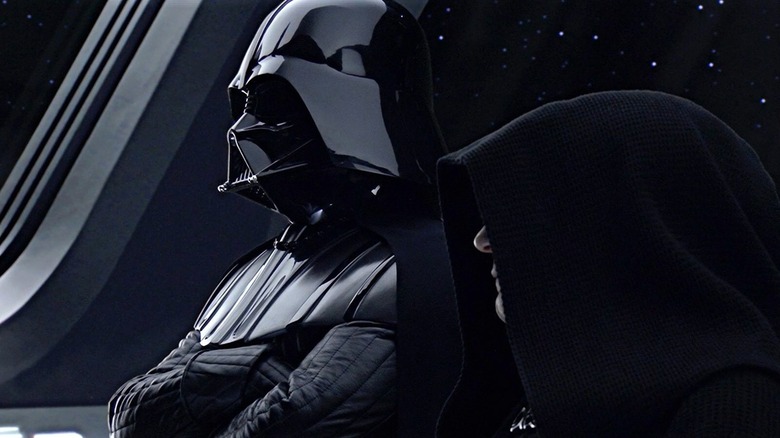 Darth Vader and Palpatine looking at the Death Star being constructed at the end of Star Wars: Revenge of the Sith