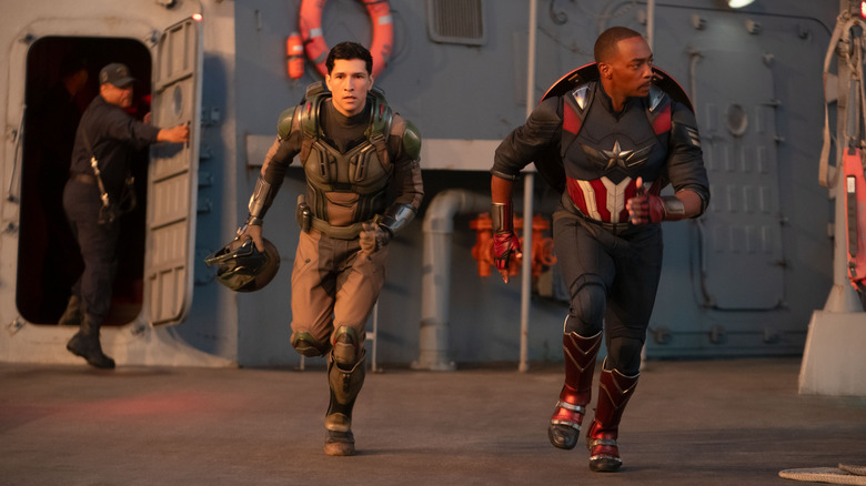 Joaquin Torress and Sam Wilson running together in Captain America: Brave New World