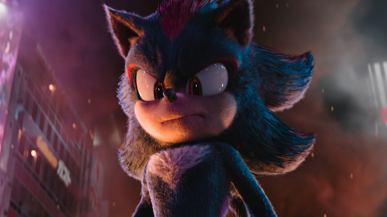 Shadow the Hedgehog looking down sternly in Sonic the Hedgehog 3