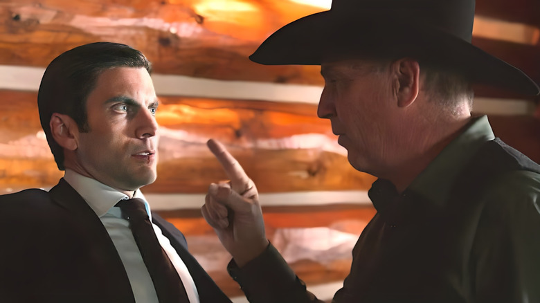 John Dutton warns a frightened Jamie in Yellowstone