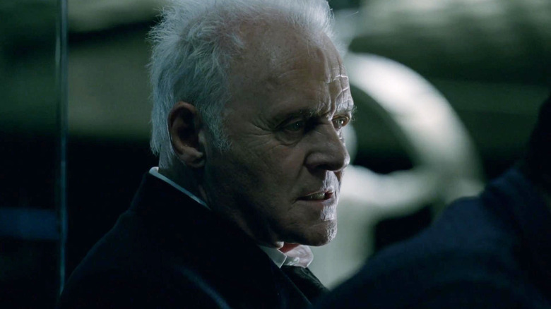 Anthony Hopkins as Robert Ford looking frustrated in Westworld