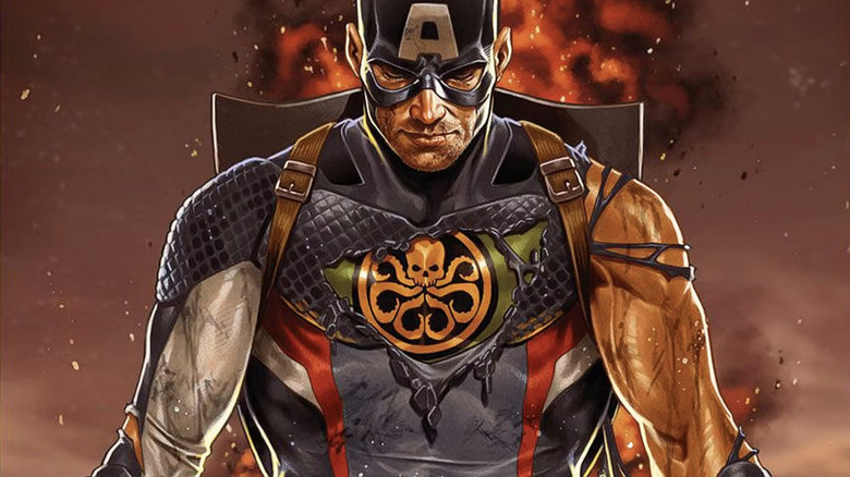 Captain America wearing a HYDRA costume on the Secret Empire #0 cover