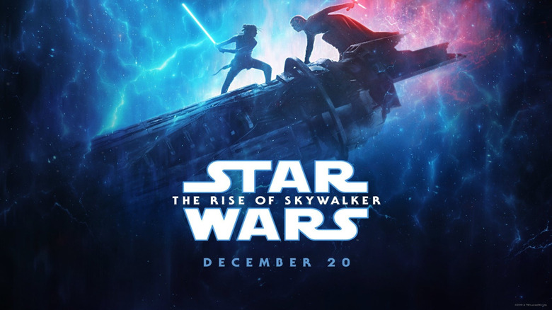 Rey and Kyle Ren having a lightsaber battle on the poster for Star Wars: The Rise of Skywalker