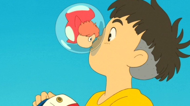 Ponyo kisses her friend, Sosuke