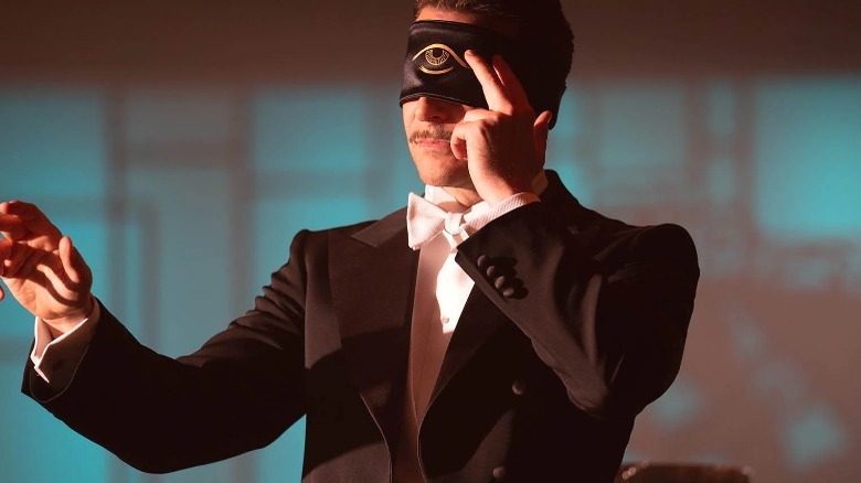 Bradley Cooper as a blindfolded mentalist