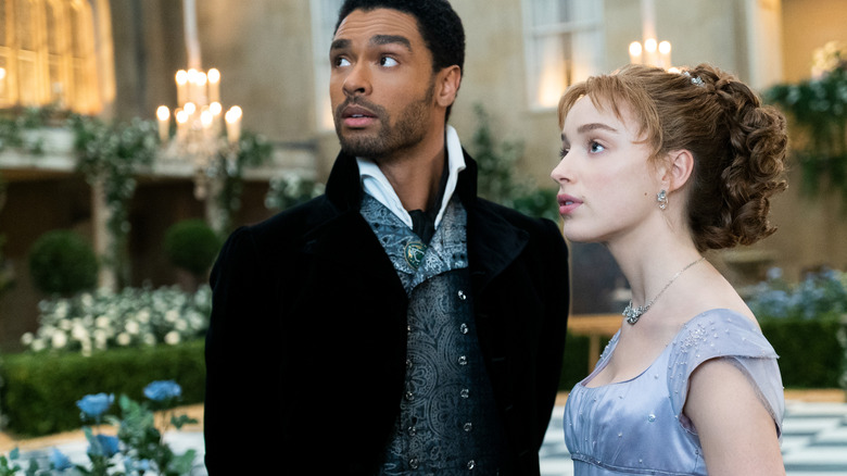 Daphne and The Duke promenade in Season 1 of Bridgerton