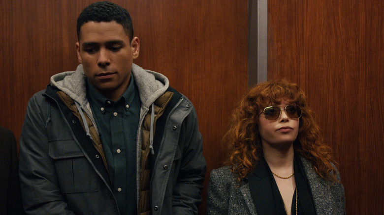 Nadia and Alan take the elevator in Russian Doll