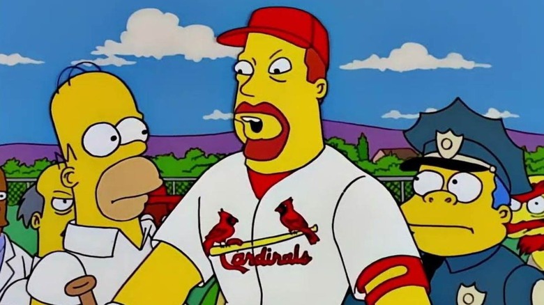 Mark McGwire talking to Homer and Chief Wiggum