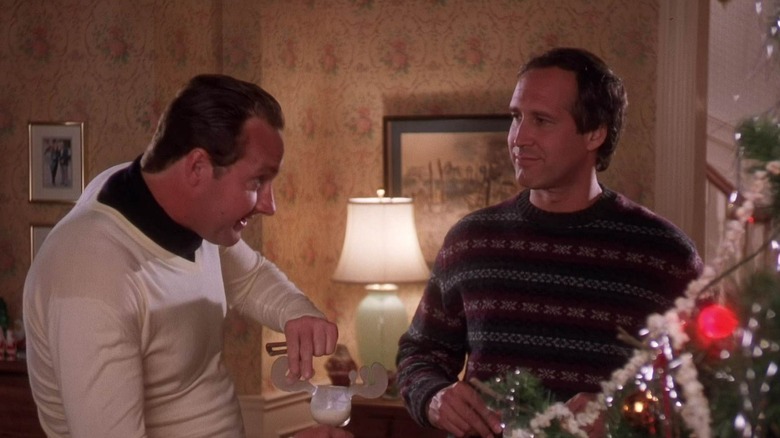 Two men drink spiked egg nog