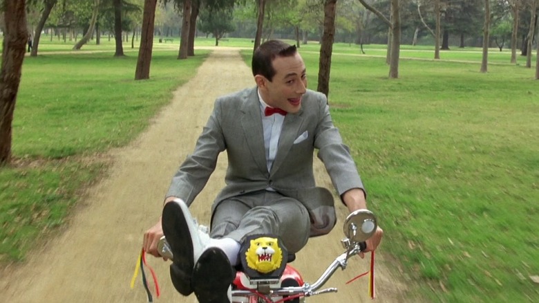 Pee-wee rides his bike