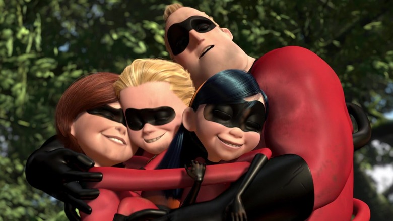 Superhero family hug