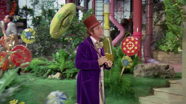 Willy Wonka with a marshmallow parasol