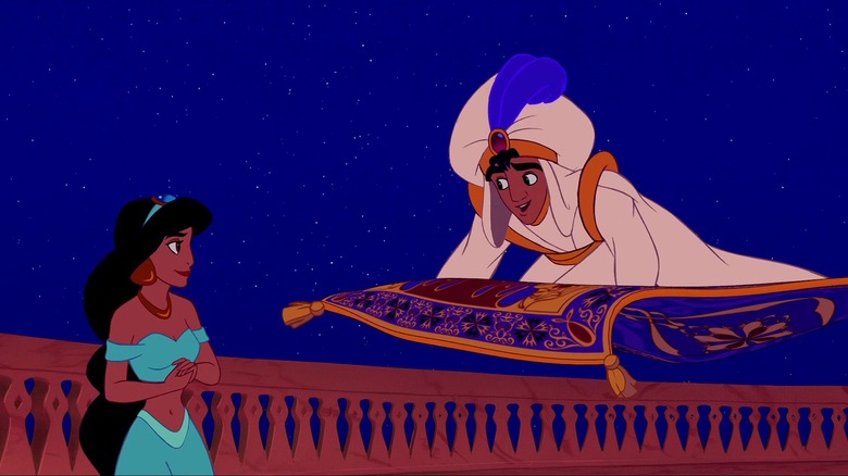 Aladdin invites Jasmine onto his magic carpet in Aladdin (1992)