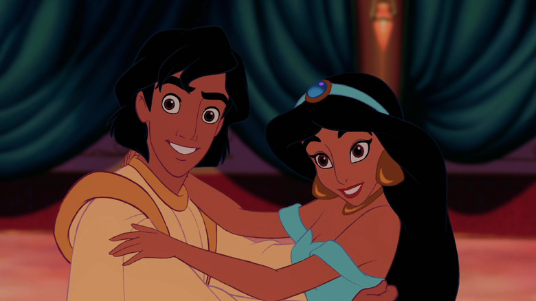 Aladdin and Jasmine hugging in Aladdin (1992)