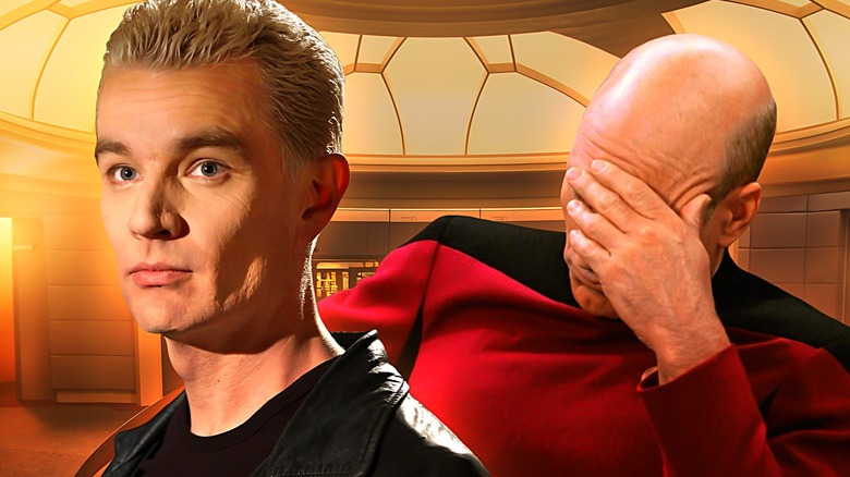 James Marsters as Spike in Buffy and Star Trek The Next Generation Captain Picard facepalm