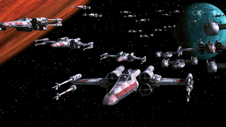 X-Wings heading to attack the first Death Star