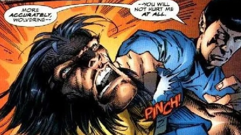 Spock performing the Vulcan nerve pinch on Wolverine