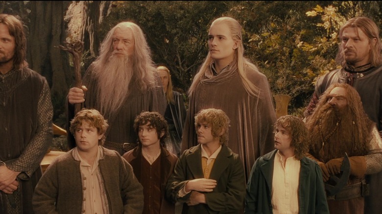 The Fellowship lining up for the first time in The Lord of the Rings: The Fellowship of the Ring