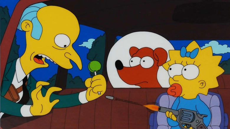 Maggie shoots Mr. Burns on The Simpsons