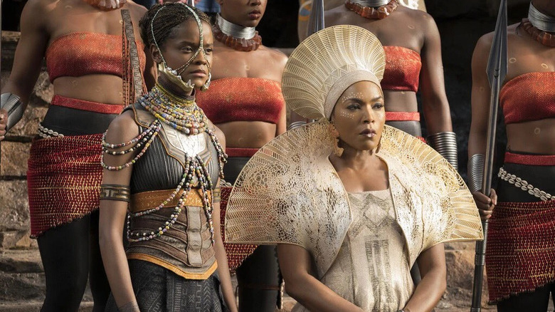 Letitia Wright and Angela Bassett in Black Panther
