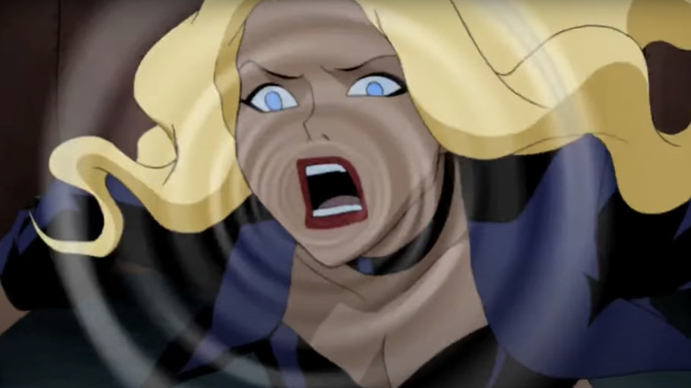 Black Canary melepaskan tangisan canary -nya di Justice League Unlimited