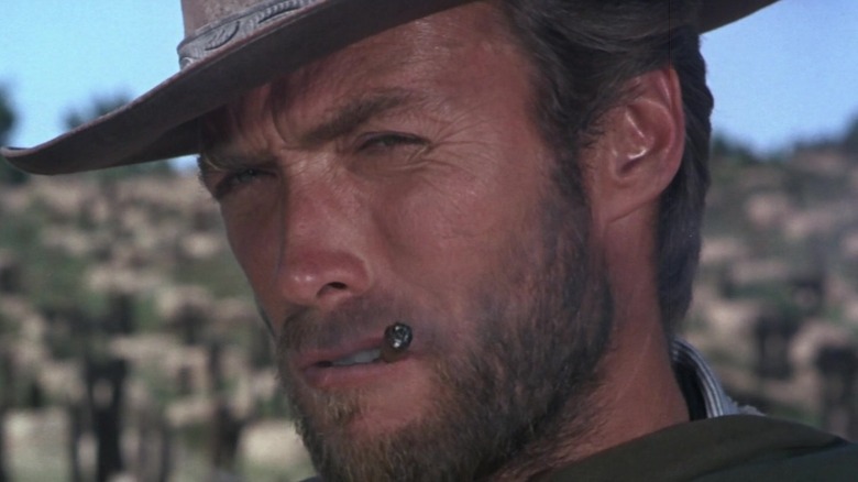 Clint Eastwood's Man With No Name squints with a cigarette in his mouth in The Good, the Bad and the Ugly