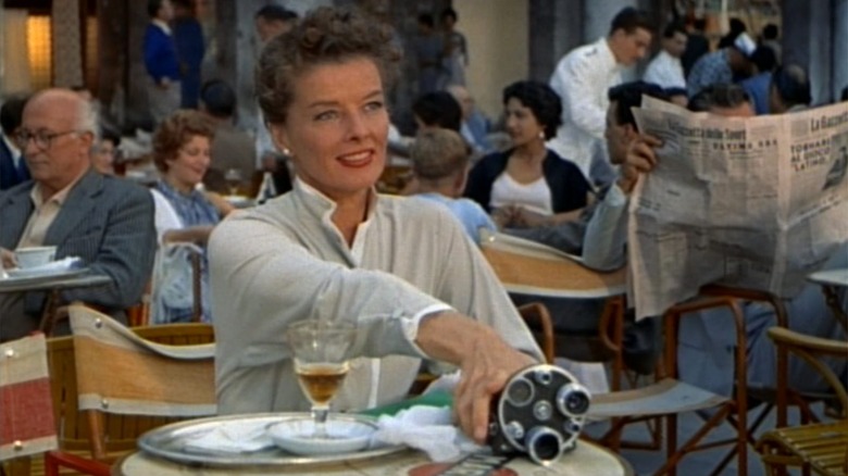 Jane Hudson dining at lunch in Summertime