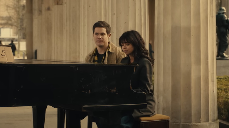 Adam Devine and Sarah Hyland in Pitch Perfect: Bumper in Berlin