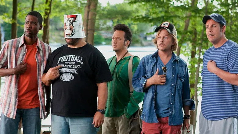 Chris Rock, Kevin James, Rob Schneider, David Spade, and Adam Sandler in Grown Ups