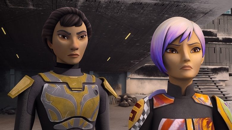 Rebels' Ursa Wren and Sabine Wren staring at the sky