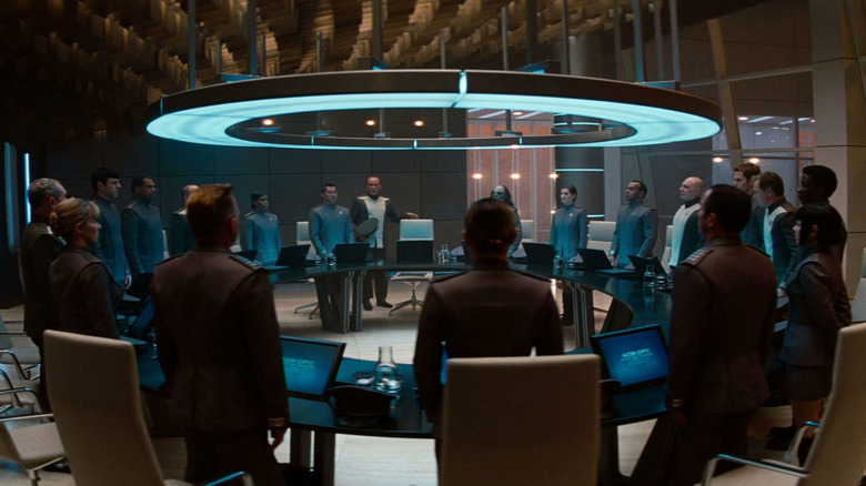 A round table of Starfleet admirals in Star Trek Into Darkness