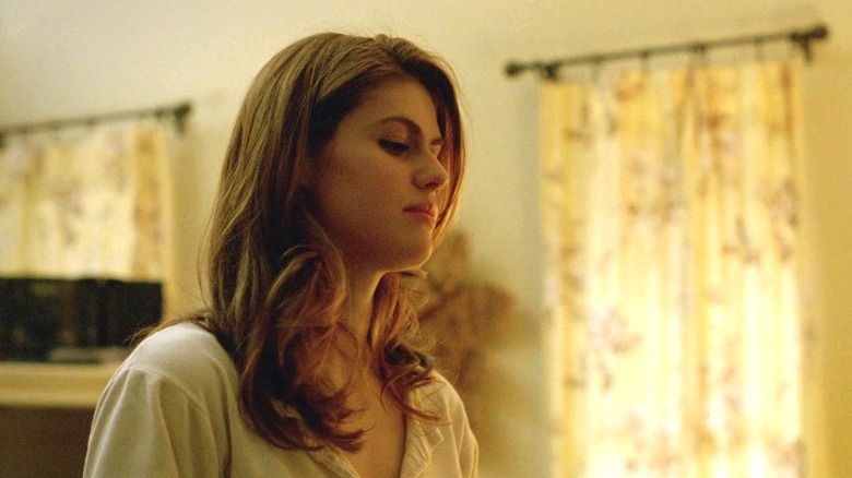 True Detective Alexandra Daddario looks down