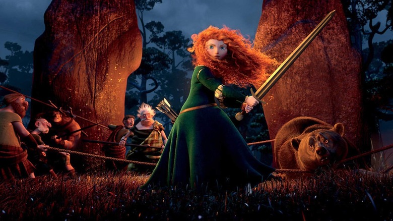 Merida holding a sword in Brave