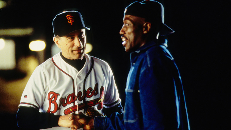 Robert DeNiro as Gil Renard hassles Wesley Snipes as Bobby Rayburn in The Fan