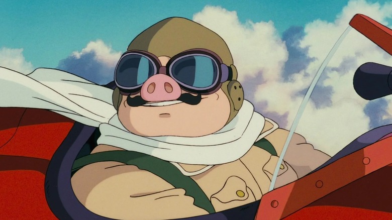 Porco proudly flies his plane in Porco Rosso