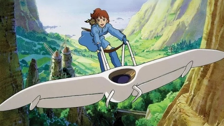 Nausicaa and her foxsquirrel fly a glider in Nausicaa of the Valley of Wind