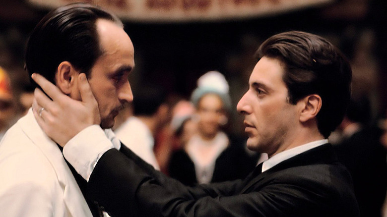 Michael Corleone holding Fredo by the face in The Godfather Part II.