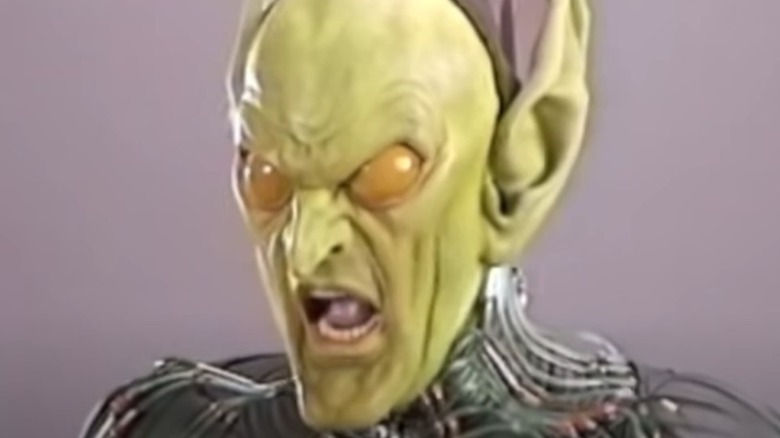 Green Goblin makeup scowling