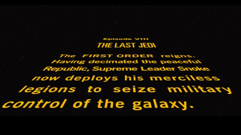 Opening crawl from Star Wars: The Last Jedi