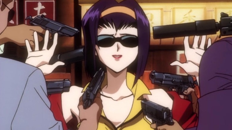 Cowboy Bebop Faye surrounded by guns