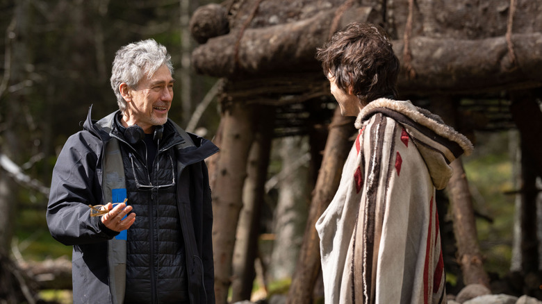 Tony Gilroy and Diego Luna on the set of Andor season 1