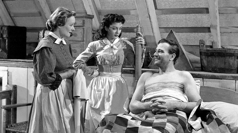 John Wayne, Irene Rich, and Gail Russell in Angel and the Badman