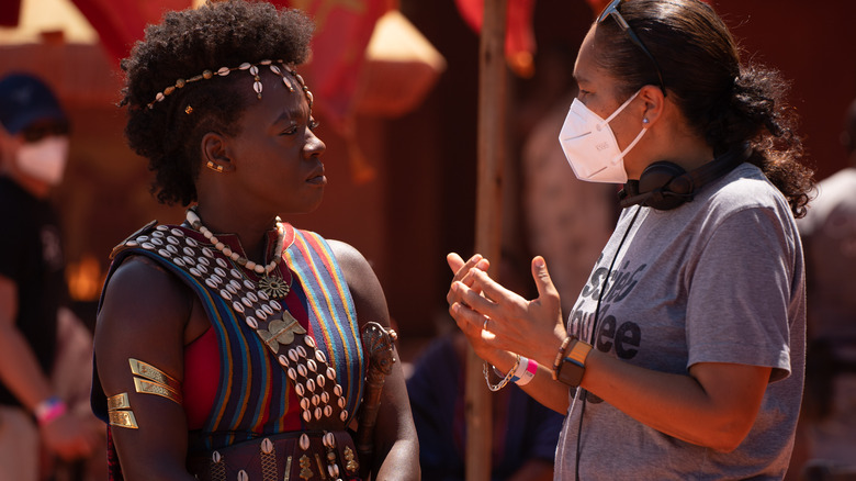 Viola Davis and Gina Prince-Bythewood filming The Woman King