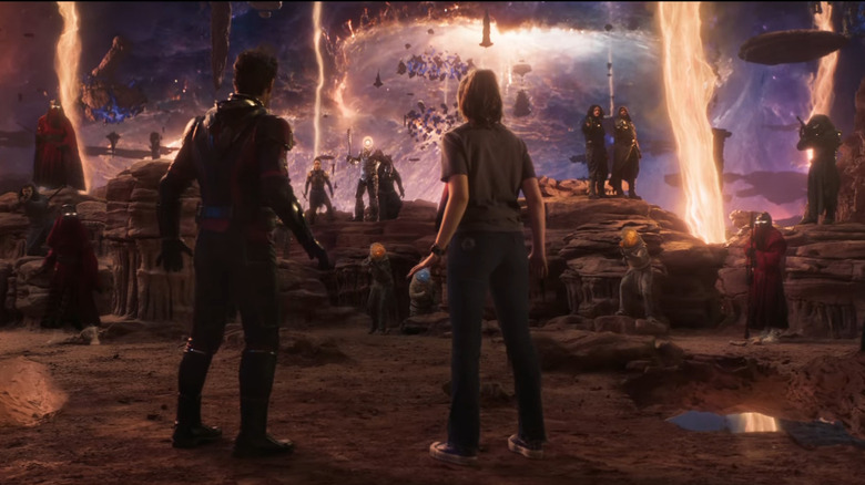 Scott and Cassie Lang arrive in the Quantum Realm in Ant-Man and the Wasp: Quantumania