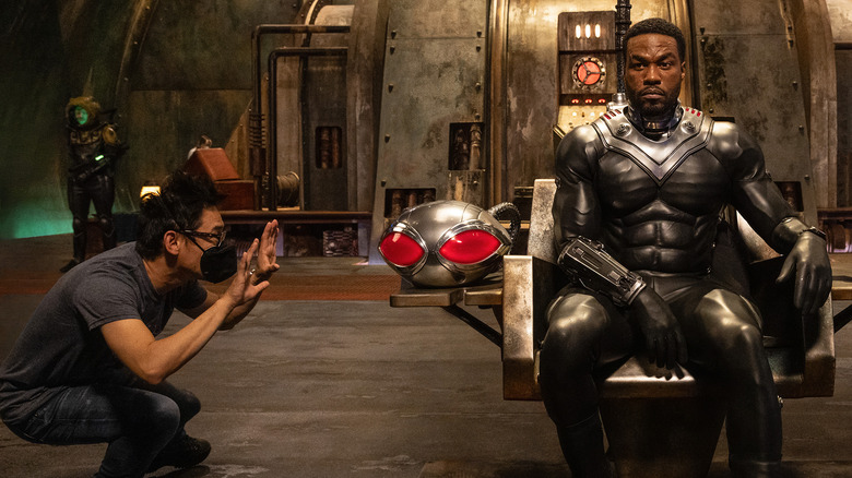 James Wan and Yahya Abdul-Mateen II on the set of Aquaman and the Lost Kingdom