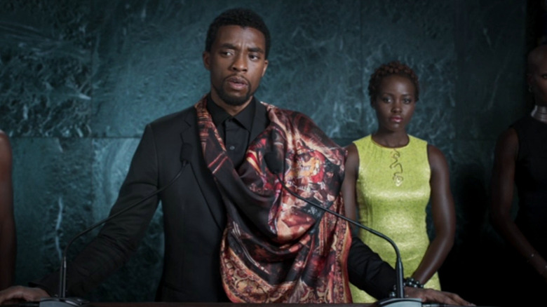 Chadwick Boseman and Lupita Nyong'o in Black Panther 