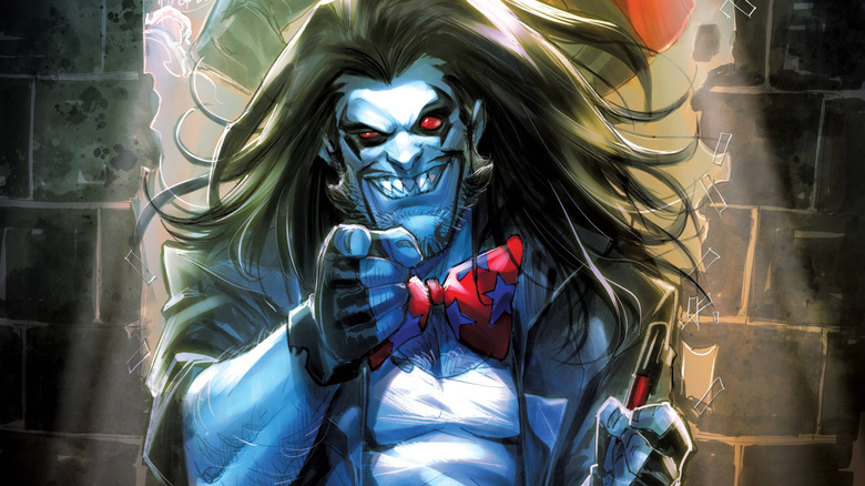 Lobo pointing on the cover of Superman vs. Lobo #2